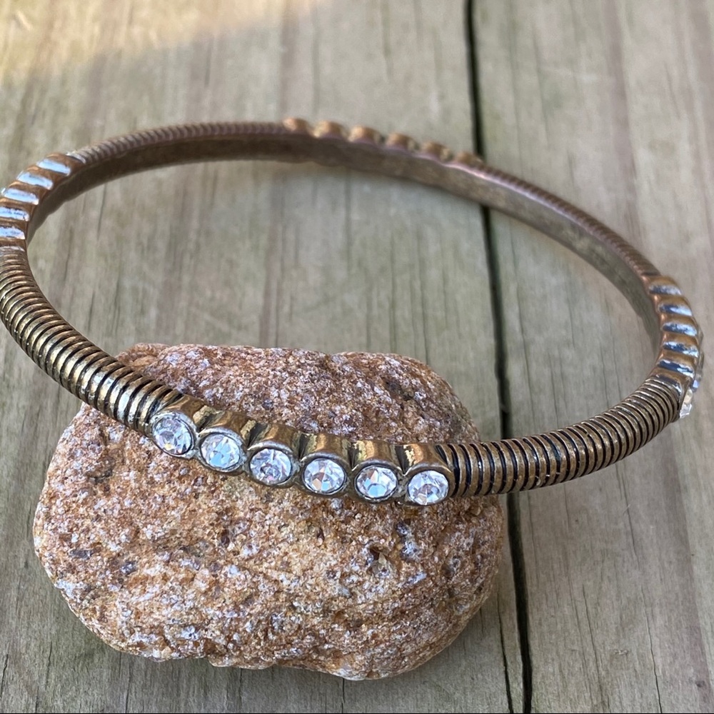Unique Brass and Rhinestone Bling bangle bracelet neutral